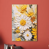 3D Original Flower Painting on Canvass CreamyTextured Wall Art Abstract Floral Art Living Room Wall Art Gift For Her Daisy Flower Painting