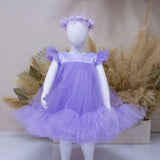 Lavender Birthday Girl Dress, Ready To Ship, Flower Girl Dress, Baptism Dress, Size 9-12, 2T, 4T, Tutu Tulle Dress, Pageant Toddler Dress