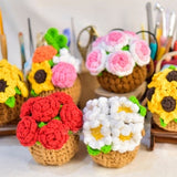 6in1 PDF File Car Hangers Crochet Pattern,   Crochet Flower Pot Pattern, crochet Daisy, Sunflower Rose hanging plant, crochet hangers