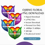 Digital Download PNG Ojibwe Floral by MazinibiiDesigns | 4 PNG | 4096px X 4096px | 300dpi | Personal Use