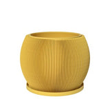 Planter Pot With Drainage, Lemon Yellow Melon Design for Small and Large Plants [Water Plate Included] Outdoor and Indoor use Plant Pot