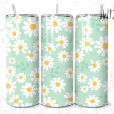 Daisy Tumbler Wrap - Spring Flower 20oz Straight Skinny Wrap - Sublimation Design - Sublimation Design Digital Download - PNG