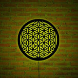 Flower of Life Wall Art With LED Lights, Lithotherapy Wall Led Sign, Flower of Life RGB LED Light Sign, Christmas Gift, Birthday Gift