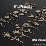 20x Wildflower Svg Laser Cut Files, Birth Month Flower Svg Laser Cutting Files, Botanical Svg Vector Files For Wood Laser Cutting #011