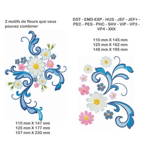 Flower embroidery design DAISIES border Machine embroidery designs, Floral border