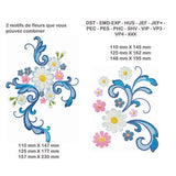 Flower embroidery design DAISIES border Machine embroidery designs, Floral border