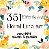 351 Effortless Floral Line Art Procreate Bundle: Procreate Stamps of State Flowers Birth Flowers Floral Compositions Built A Flower Toolkit