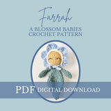 Blossom Babies Farrah Forget me Not Crochet PATTERN,  crochet baby, crochet blossom, crochet snuggler, nursery decor, crochet flower pattern