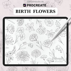 Fineline birth flower tattoo stamp sheet with line-art floral designs in a frame