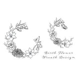 Birth Flower Wreath Tattoo Design | Up to 8 Flowers | Wedding Invitation Wreath | Bespoke Save the Date | Personalised Family Tattoo