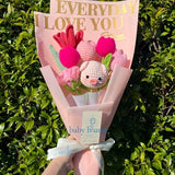 Handmade Crochet Flower Stuffed Animal Bouquet Ready for Shipping/ Graduation, Mother's Day, Anniversary, Valentine's Flower Bouquet Gift