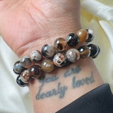 Premium Black Flower Agate crystal bracelets in 8 mm jewels / Gemstone bracelet / Beaded crystal bracelets / Handmade bracelet/Reiki blessed
