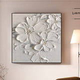 Original Flower Oil Painting On Canvas,3D Large White Flowers Painting,White Floral Painting,Floral Texture Acrylic Art,Floral Wall Decor