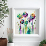 Abstract watercolour Flower Painting of Alliums, Colourful Botanical Art Prints, Wild flower bunch of Alliums