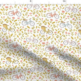 Bikes Fabric - Floral Delivery By Montgomeryfest - Bikes Summer Flowers Leaves Green Pink Nursery Cotton Fabric By The Yard With Spoonflower