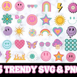 Happy Face SVG, Retro SVG, Groovy SVG, Daisy Flower Svg, Trendy Clipart Cricut Silhouette png, Hippie Boho svg, Retro Shirt