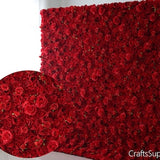 Red Rose Flower wall,Red Floral Panel Wall,5D Artificial Flower Wall Photography Backdrop,Wedding Birthday Party Salon Home Christmas Decor