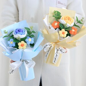 Handmade Bouquet Crochet Flowers Bouquet Knitted Roses Christmas Valentines Mothers Day Wedding