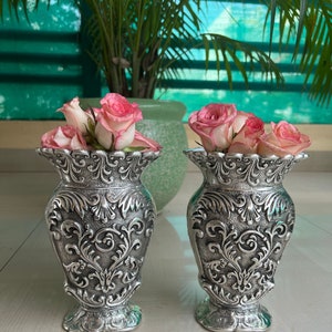 German Silver Flower Vase, Decorative Antique Flower Vase For Home Decor, Aesthetic Room Decor/Diwali Decor/Free Express Delivery
