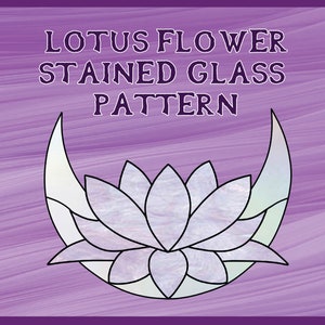 Lotus flower stained glass pattern with layered white petals and dark outline