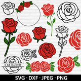 Rose SVG Bundle, Rose SVG, Flower Svg, Monogram Svg, Half Rose Svg, Cut File Cricut, Rose Clipart Png, Rose Silhouette