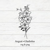 Birth Month Flower Bouquet Svg | August Gladiolus | Flower Svg Floral Svg Birth Month Flower Birth flower Bouquet mom flowers tattoo Svg Png