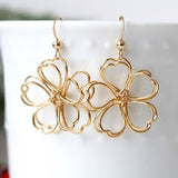 Wire wrapped flower earrings, gold earrings, silver jewelry, minimalist jewelry, floral earrings, delicate earrings, plant mom gift