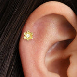 18G/16G Diamond Daisy Flat Back Labret Stud ¥Cartilage Earring ¥ Tragus ¥ Conch Stud ¥ Cartilage Stud ¥ Internally Threaded