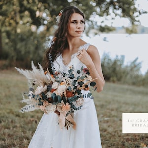 KATNISS | Wood Flower Wedding Bouquet with Eucalyptus and Pampas Grass