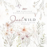 Watercolor Wildflowers, Dusty Rose Wild Floral Clipart, DIY Watercolor Floral Clipart, Flower Borders, Wedding Clipart, Spring wildflowers