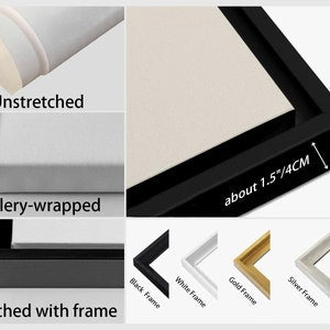 Custom picture frame set with black, white, and gold metal edges and angled corner