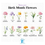 Birth Month Flowers Clipart Bundle Commercial Use Watercolor Birth Flower Digital Design Bundle PNG Files Download Clipart Watercolor