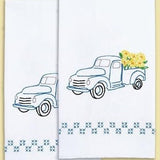 DIY Jack Dempsey Flower Delivery Truck Stamped Cross Stitch Hand Towel Kit