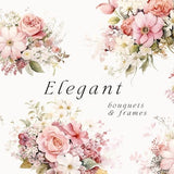 Watercolor Flowers clipart - Floral clipart png - Elegant flowers bouquets wedding invite clipart - Floral clipart PNG for commercial use