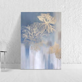Gold Flower Painting | Original Peony Painting on Canvas | Large Original Abstract Flower Wall Art | Blue Gold Abstract Painting |Thinness 2
