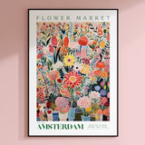Amsterdam Flower Market Poster, Amsterdam Travel Art, Botanical Wall Art, Flower Wall Art, Floral Illustration, Nursery Kids Wall Art, Red