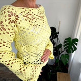 Flower crochet jumper crop top long flared sleeves | mesh sweater | Bolero | shrug