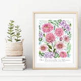 Our Family In Bloom Print / Birth Month Flowers (Unframed)
