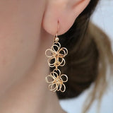 Wire wrapped flower earrings, plant mom gift, gold cascade earrings, gold jewelry, Mothers day gift for her, floral earrings, boho earrings