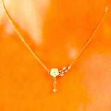 Sakura Japanese Floral Necklace, Cute Flower Beauty Pendant, White Flower Necklace, Gold Flower Pendant Necklace, CZ White Floral Pendant