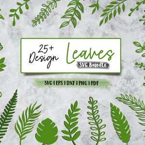 Leaf SVG bundle with 25+ design green leaf illustrations
