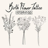 Digital Custom Birth Flower Tattoo, Family Flower Bouquet, Wildflower SVG, Botanical Floral Commission, best friend gift, mom gift, sister