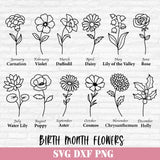 Birth Month Flowers Svg, Birthday Flower Svg,  Flower Svg Bundle, Botanical svg, Floral Svg, Birth Month Flowers, Wildflower, Birthday svg
