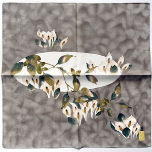 Japanese Vintage Handkerchief Anthurium Flamingo Flowers 21" x 20.5" I Free Delivery on order 35 USD Just buys multiple items together