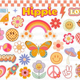 Boho Hippie Svg, Groovy Svg, Retro Svg, Boho Hippie Clipart, Retro Flower Svg, Retro Cut File, Retro Daisy, Boho Flower Svg, Flower Svg