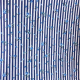 Beautiful Vintage from 1970 Blue Strips & Delicate Flowers Cotton Fabric 2.10m x 1.10m Free Delivery