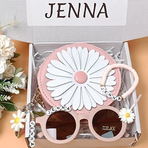 Custom Flower Daisy Girl proposal gift box Personalized  girl sunglasses -Custom Flower Purse Handbag Crossbody Bag