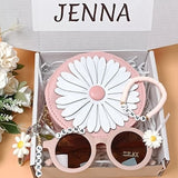 Custom Flower Daisy Girl proposal gift box Personalized  girl sunglasses -Custom Flower Purse Handbag Crossbody Bag