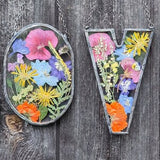 Flower letter custom Alphabet Pressed Flower Frame not resin floral inscriptions Suncatcher Love signboard Initials Handmade Designed frame