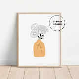 Custom Birth Flower Bouquet, Personalized Bouquet, Mother Day Gift, Minimalist Wall Art, Custom Family Bouquet, Floral Line Art, Family Gift